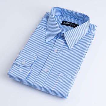 【CHINJUN/35系列】勁榮抗皺襯衫-長袖、淺藍白相間條紋、K903