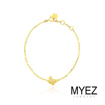 MYEZ 天然真鑽創意設計18K黃金 女神鑽石手鍊 蝴蝶