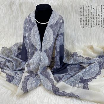 【F.M&Carol】巴洛克系列-100%純羊毛披肩圍巾(午後香榭)