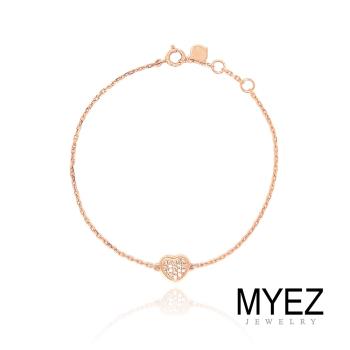 MYEZ 天然真鑽創意設計18K玫瑰金 女神鑽石手鍊 掏心