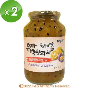 《柚和美》韓國蜂蜜百香果柚子茶沖泡果醬2入組(1kg/罐)