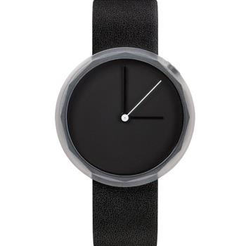 AÃRK 純黑極簡主義真皮革腕錶 -質感黑/38mm