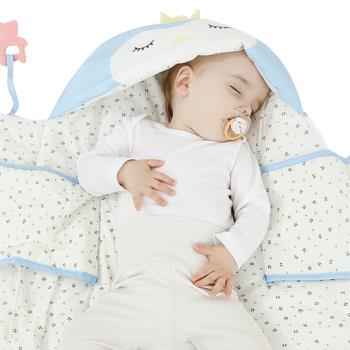 Colorland-嬰兒抱被 新生兒防驚嚇感溫襁褓純棉寶寶動物睡袋