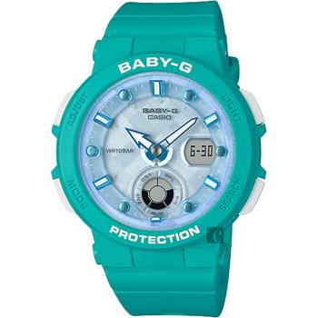 CASIO 卡西歐 Baby-G 海洋渡假 霓虹手錶-藍x綠(BGA-250-2A)
