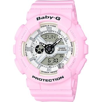 CASIO 卡西歐 Baby-G 粉嫩雙顯錶-粉紅/46mm(BA-110BE-4ADR)