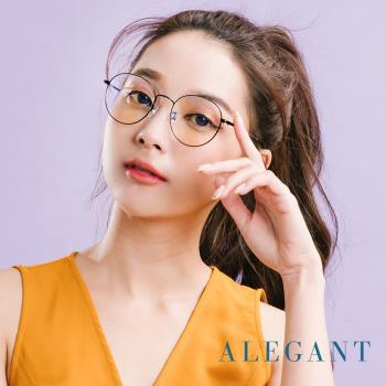 【ALEGANT】韓風私服穿搭輕量音符黑橢圓細框光學記憶鏡腳UV400濾藍光眼鏡