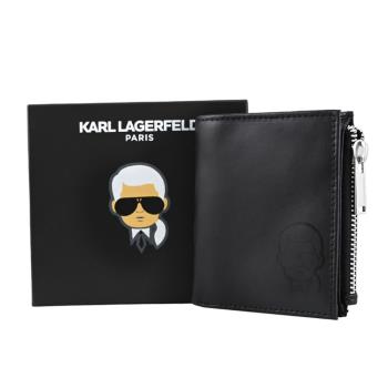 KARL LAGERFELD 卡爾 燙印老佛爺零錢短夾禮盒組.黑