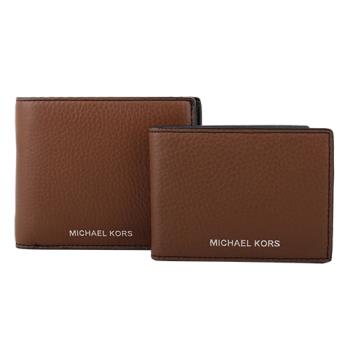 MICHAEL KORS  燙銀皮革8卡短夾/附活動式卡夾 (駝色)