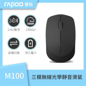 RAPOO 雷柏 M100 Silent 無線三模靜音滑鼠(黑/灰)