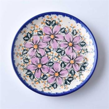波蘭陶 粉紫私語系列 圓形餐盤 19cm 波蘭手工製