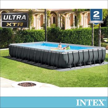 INTEX 長方型框架速搭大型游泳池(附砂濾水泵)975x488x132cm(54368L)適用6歲+ (26373)