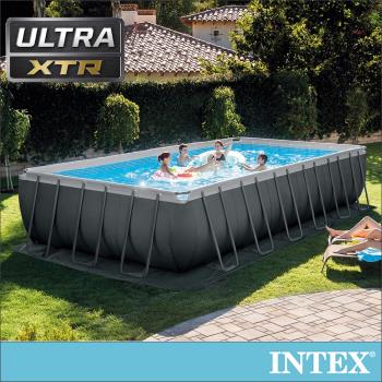 INTEX 長方型框架速搭大型游泳池(附砂濾水泵)732x366x132cm(31805L)適用6歲+(26363)