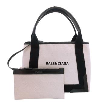 【Balenciaga】Navy Cabas 帆布手提子母包-S(339933-黑/白)