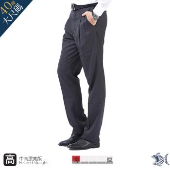 【NST Jeans】夏季薄款 經典灰色雨絲紋 羊毛打摺西裝褲(中高腰 寬版)-002(8751) 大尺碼