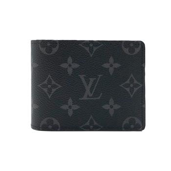 【Louis Vuitton】Slender系列 Eclipse帆布對折短夾(M62294-黑灰)