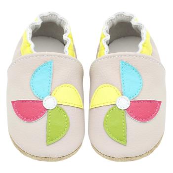 【BABY:MAMI】真皮手工寶寶學步鞋 (#40 彩色風車） 0-6M/6-12M 防滑麂皮底