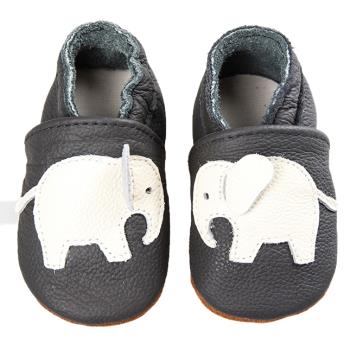 【BABY:MAMI】真皮手工寶寶學步鞋 (#1 可愛大象） 0-6M/6-12M  防滑麂皮底