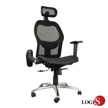【LOGIS邏爵】新洛亞專利全黑網布電腦椅 主管椅 DIY-G60ASB