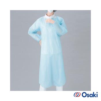 日本OSAKI-長袖拋棄式PE圍裙(束袖型)-一般10入X2盒 (防水防塵/居家防護衣)