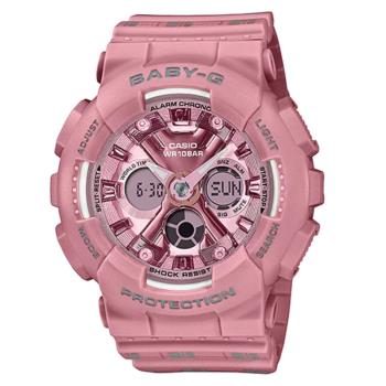 CASIO BABY-G 青春格紋雙顯腕錶-粉色 BA-130SP-4A