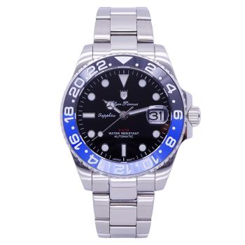 Olym Pianus 奧柏表 限量水鬼豪邁霸氣超強夜光運動型機械腕錶/40mm-藍黑框-899832.4AGS