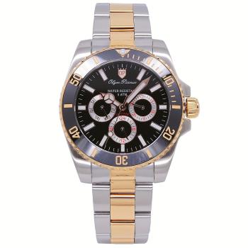 Olym Pianus 奧柏表 水鬼豪邁三眼運動型腕錶/40mm-黑金-899833G1SR