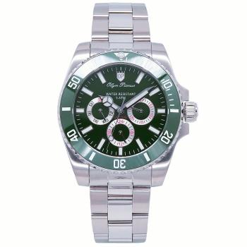 Olym Pianus 奧柏表 綠水鬼豪邁三眼運動型腕錶/40mm-綠框-899833.2G1S