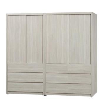 MUNA 莫托斯7X7尺鋼刷白色推門衣櫥/衣櫃(另有蘋果木色)