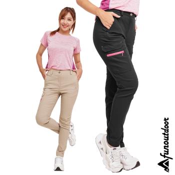 【戶外趣】 女款超輕彈多口袋防潑水抗UPF50+雙彈腰舒適快乾長褲 ( HPL001 卡其/深灰 )