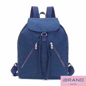 iBrand 輕盈防潑水尼龍束口大容量後背包 -寶藍色 MDS-8615