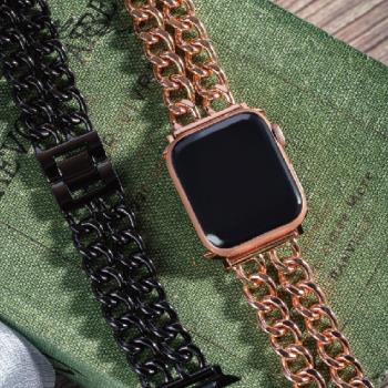 ALLTIME │完全計時│Apple watch通用錶帶氣質雙鍊金屬錶帶 