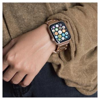 【ALL TIME 完全計時】亮面三排不鏽鋼錶帶 Apple watch通用錶帶