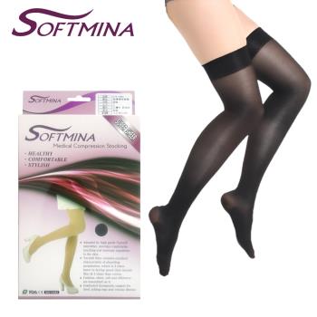 【Softmina】專業醫療彈性壓力包趾大腿襪-超薄型(醫療襪/彈性襪/壓力襪/靜脈曲張襪)