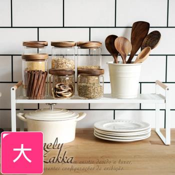 Homely Zakka-日式簡約木質藝鐵多功能分層置物架/湯鍋隔層收納架/整理架_大