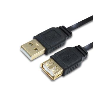 i-gota USB 2.0 A公-A母 1米 黑色扁線 鍍金頭   