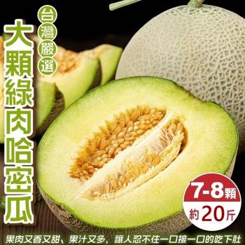 果物樂園-台灣嚴選大顆綠肉哈密瓜(7-8顆_約20斤/箱)