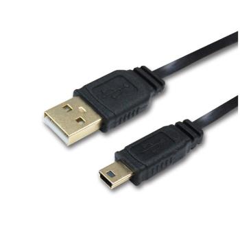 i-gota USB 2.0 A公-迷你5P 3米 黑色扁線 鍍金頭 