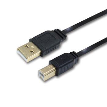 i-gota USB 2.0 A公-B公 3米 黑色扁線 鍍金頭 