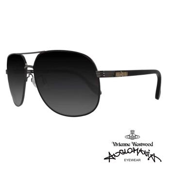 【Vivienne Westwood】ANGLO MANIA系列－經典品牌文字款太陽眼鏡(AN780-01 黑)