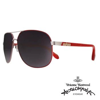 【Vivienne Westwood】ANGLO MANIA系列－經典品牌文字款太陽眼鏡(AN780-03 紅/銀)