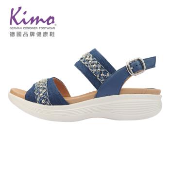 Kimo德國品牌健康鞋-格利特牛仔羊皮繫帶涼鞋 女鞋(丹寧藍 KBASF147056)