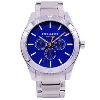 COACH 美國頂尖精品簡約時尚三眼個性腕錶-藍面-14602445
