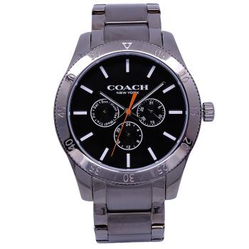 COACH 美國頂尖精品簡約時尚三眼個性腕錶-鐵灰-14602444
