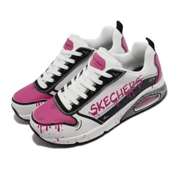 Skechers 休閒鞋 Uno-Drip Dry 女鞋 緩震 絨面革 氣墊 穿搭推薦 白 黑 155365WBPK [ACS 跨運動]