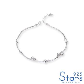 【925 STARS】純銀925素銀個性圓珠雙層造型腳鍊 純銀腳鍊 造型腳鍊 情人節禮物