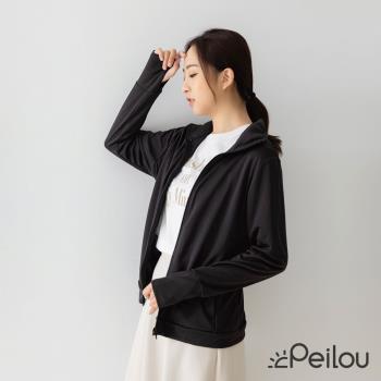 PEILOU 貝柔UPF50+高透氣防曬立領外套-女(黑)