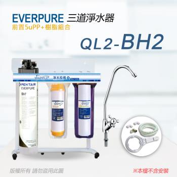 【Everpure】美國原廠 QL2-BH2三道立架型淨水器(樹脂自助型-含全套配件)