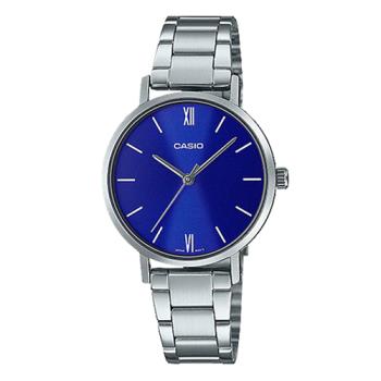 【CASIO 卡西歐】簡約時尚女錶 不鏽鋼錶帶 藍色錶面 日常生活防水 LTP-VT02D(LTP-VT02D-2A)