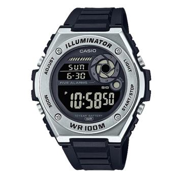 【CASIO 卡西歐】日系-運動數字電子錶 橡膠錶帶 防水100米(MWD-100H-1B)