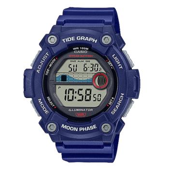 【CASIO 卡西歐】運動電子錶 樹脂錶帶 十年電力 月象 潮汐圖 LED 防水100米 WS-1300H(WS-1300H-2A)
